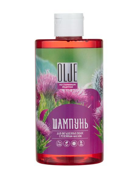 OLJE Натуральный шампунь для окрашенных волос с репейным маслом для поврежденных волос 450 мл в Курске
