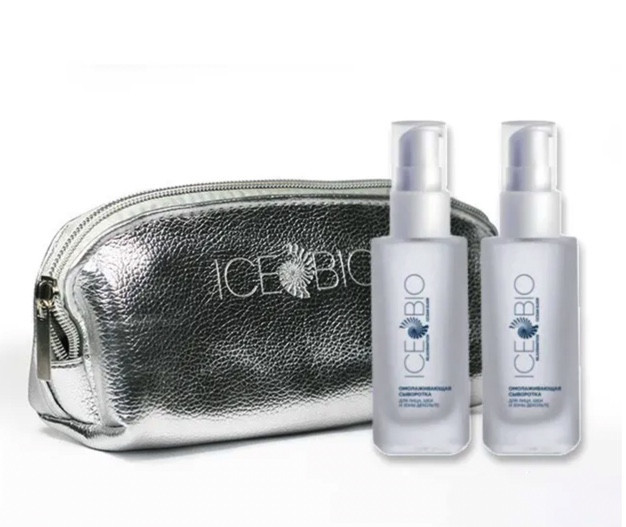 ICE BIO. Набор Сыворотка  2 шт омолаживающая для лица, шеи и зоны декольте 30мл, в косметичке в Курске